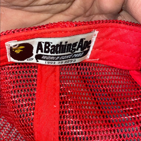 Bape Red and White Trucker Hat - Picture 3 of 5